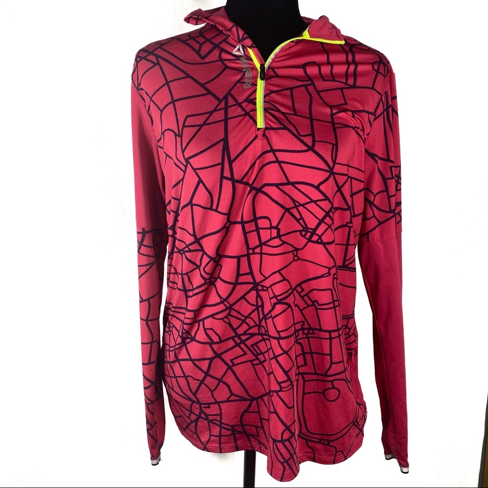 Reebok Pink and Black Fitness Quarter Zip Pullover Jacket Size Large